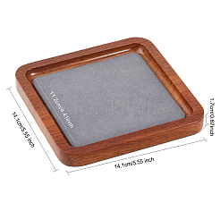 Square Wood Jewelry Storage Tray with Microfiber Fabric Mat Inside&nbsp;ODIS-WH0030-37B-03