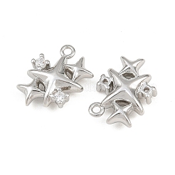 Brass Micro Pave Clear Cubic Zirconia Charms&nbsp;CU-CBA804C-05P