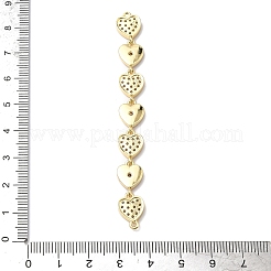 Brass Micro Pave Clear Cubic Zirconia 7 Heart Links Connector Charms&nbsp;KK-H539-14G-03