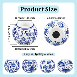 4Pcs 4 Styles Handmade Porcelain Candle Holders&nbsp;DJEW-OC0013-87
