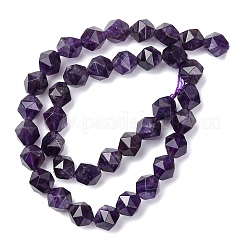 Faceted Natural Amethyst Beads Strands&nbsp;G-K066-09-10mm