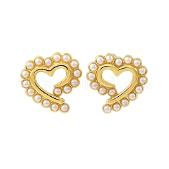 Heart Brass Stud Earrings&nbsp;EJEW-H158-09G