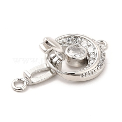 Rack Plating Brass Pave Clear Cubic Zirconia Fold Over Clasps&nbsp;KK-K270-04P