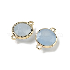 Brass Pave Dyed Natural White Jade Faceted Flat Round Connector Charms&nbsp;G-U028-04G-10