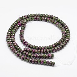 Faceted Natural Ruby in Zoisite Rondelle Beads Strands&nbsp;G-K090-04