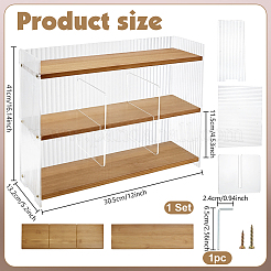 3-Tier Clear Acrylic & Bamboo Tiered Organizer Stands for Cups&nbsp;AJEW-WH0410-156B