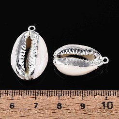 Electroplated Natural Cowrie Shell Pendants&nbsp;SSHEL-T017-36