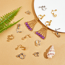 Brass & Iron Clip-on Earring Findings&nbsp;KK-SC0001-92
