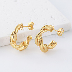 Twist 304 Stainless Steel C-Shaped Stud Earrings for Women&nbsp;GX3749