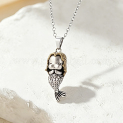 Duo Tone Alloy & Brass 3D Mermaid Pendant Necklaces for Women&nbsp;WGFCFC6-01