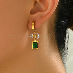 304 Stainless Steel Rectangle Hoop Earrings&nbsp;ZX8212
