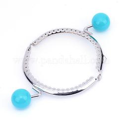Iron Purse Frame Handle with Solid Color Acrylic Beads&nbsp;FIND-Q038P-D20