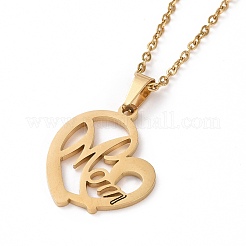 304 Stainless Steel Heart with Word MOM Stud Earrings and Pendant Necklace&nbsp;AJEW-B019-04