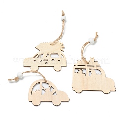 Christmas Themed Natural Wood Pendant Decorations&nbsp;HJEW-P010-01