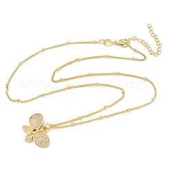 Brass Micro Pave Clear Cubic Zirconia Pendant Necklaces&nbsp;NJEW-D306-01G-A