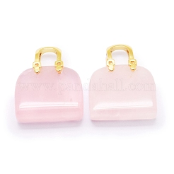 Natural Rose Quartz Brass Pendants&nbsp;KK-E274-01G-08