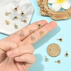 16Pcs 8 Colors Brass Micro Pave Cubic Zirconia Pendants&nbsp;KK-YW0004-15