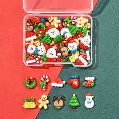 48Pcs 12 Styles Christmas Opaque Resin Decoden Cabochons&nbsp;CRES-FS0001-34A