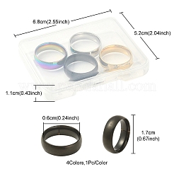 4Pcs 4 Colors 201 Stainless Steel Plain Band Rings Set for Women&nbsp;RJEW-YW0001-04