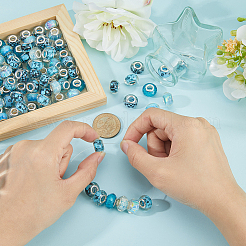 100Pcs Printed Transparent Resin European Beads&nbsp;RESI-PA0001-18D