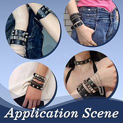 8Pcs 8 Styles PU Leather Cord Rivets Bracelets for Men&nbsp;BJEW-UN0001-61
