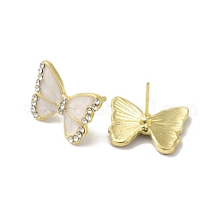 Butterfly Alloy & Enamel Stud Earrings with Clear Cubic Zirconia for Women&nbsp;EJEW-K282-03G