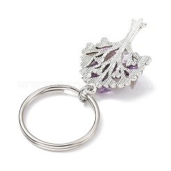 Natural Amethyst Chip & Alloy Tree of Life Pendant Keychain&nbsp;KEYC-JKC00648-06