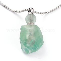 Natural Fluorite Openable Perfume Bottle Pendant Necklaces&nbsp;NJEW-H216-07P