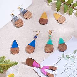 16Pcs 8 Styles Transparent Resin & Walnut Wood Pendants&nbsp;RESI-SZ0001-82