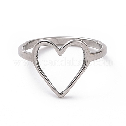 Non-Tarnish 201 Stainless Steel Heart Finger Ring&nbsp;RJEW-J051-16P