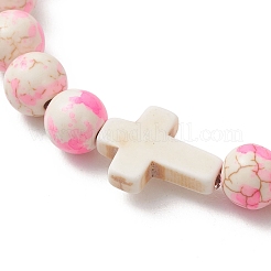 Dyed Synthetic Turquoise Beads Stretch Bracelets for Women Men&nbsp;BJEW-JB13575