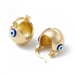 Brass Enamel Evil Eye Half Hoop Earrings&nbsp;EJEW-A093-03G-10