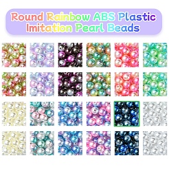 DIY Round Rainbow ABS Plastic Imitation Pearl Beads Bracelet Making Kits&nbsp;DIY-FS0007-71