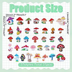 37Pcs Mushroom Embroidered Cloth Patch&nbsp;PATC-WR0001-31