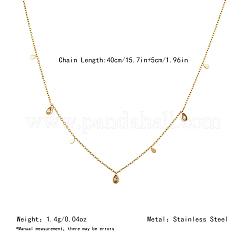 304 Stainless Steel Pave Clear Cubic Zirconia Geometric Teardrop Pendant Necklaces for Women&nbsp;YD2643