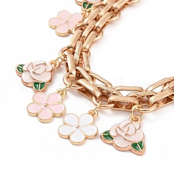 Alloy Enamel Peony Flower Charm Iron Purse Decorative Chains&nbsp;AL-CJ8E21-G