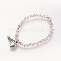 Faceted Abacus Glass Beads Stretch Bracelets&nbsp;BJEW-JB02719