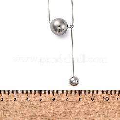304 Stainless Steel Round Ball Pendant Snake Chain Necklaces&nbsp;NJEW-U028-03P