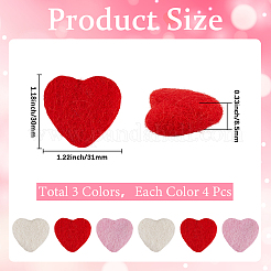 12Pcs 3 Colors Heart Wool Needle Felting Decoration&nbsp;DIY-SC0030-15