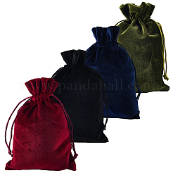 4Pcs 4 Colors Rectangle Velvet Drawstring Pouches&nbsp;TP-CN0001-35B