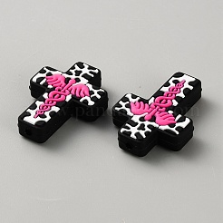 Halloween Cross Silicone Beads&nbsp;SIL-WH0025-01C