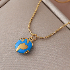 Vintage 304 Stainless Steel Earth Pendant Necklaces for Women Men Jewelry&nbsp;AV5804