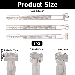 3Pcs 3 Styles Steel Leather Stamping Tools&nbsp;TOOL-CL0001-02