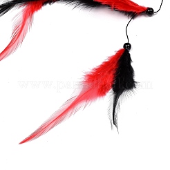 Moon Woven Net/Web with Feather Pendant Decoration&nbsp;HJEW-I013-05