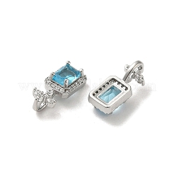 Brass Micro Pave Cubic Zirconia and Glass Pendants&nbsp;KK-H455-20P