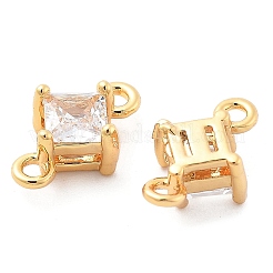 Brass Clear Cubic Zirconia Connector Charms&nbsp;KK-G516-09G