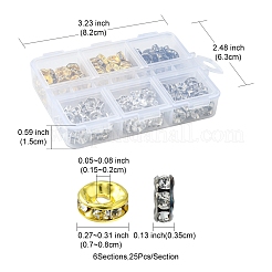 150Pcs 6 Styles Iron Rhinestone Spacer Beads&nbsp;FIND-FS0001-35