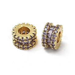 Brass Micro Pave Cubic Zirconia European Beads&nbsp;KK-B142-25G