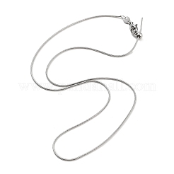 Adjustable Slider 201 Stainless Steel Round Snake Chain Necklaces&nbsp;NJEW-K270-01P-01