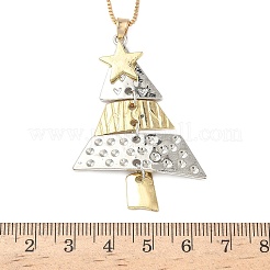 Alloy Christmas Tree Pendant Box Chain Necklaces for Women&nbsp;NJEW-F359-01